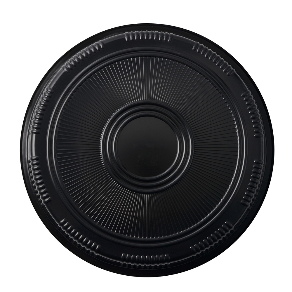 食品级黑色加厚圆形打包盒 一次性日式料理便当盒 吸塑制品定做