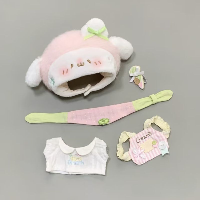 10cm Baby Clothes "Strawberry Bunny Baker" Cotton Doll Cute Doll Replacement Super Cute Original Affordable