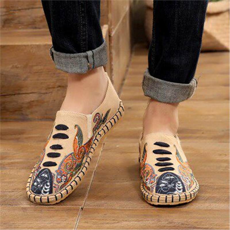 New embroidered casual canvas shoes with layered soles, retro and artistic Hanfu style, men's cloth shoes, national trend design, canvas trendy.