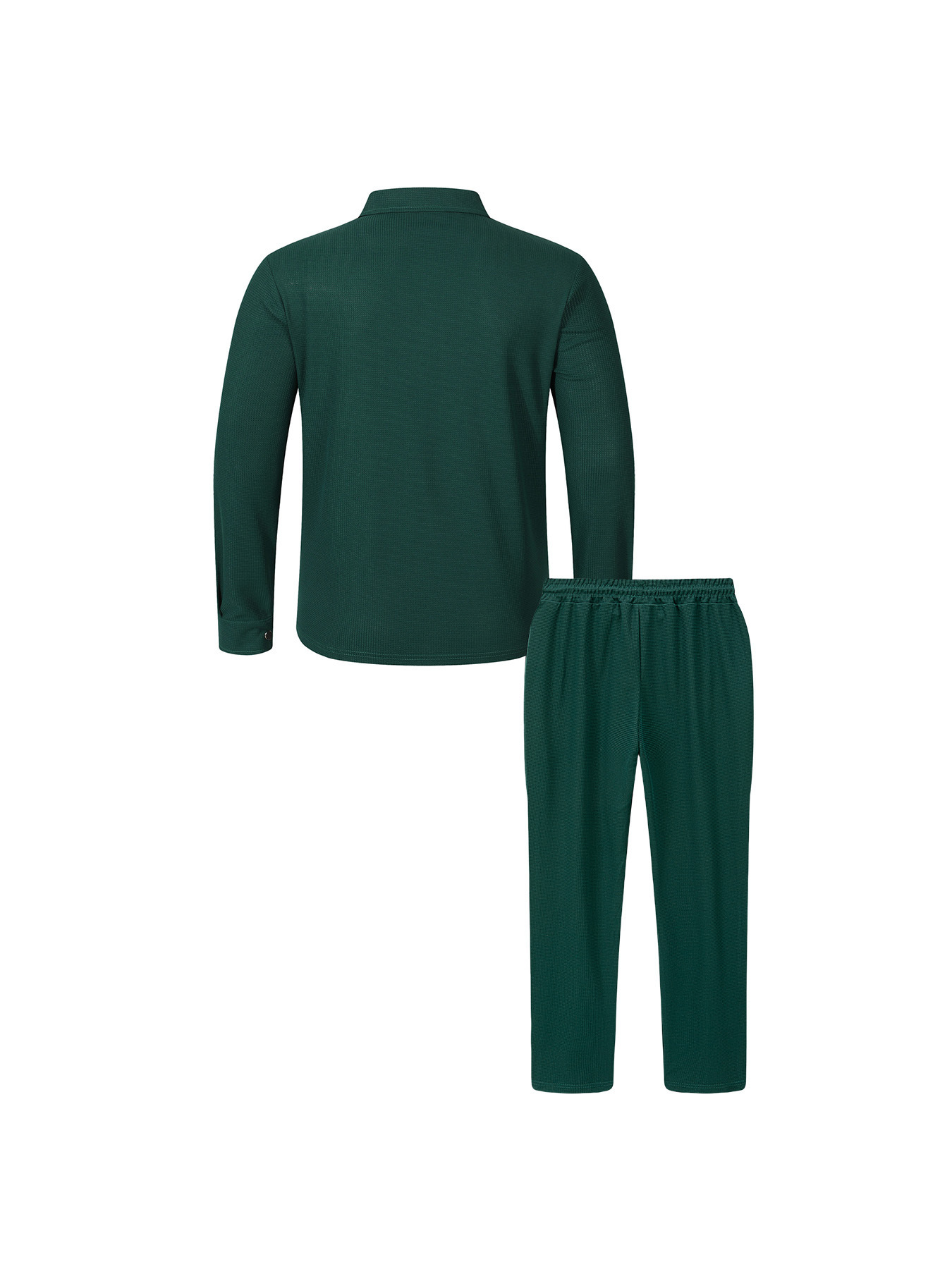 Men's Waffle Pattern Polo Shirt And Trousers Co-ord Set Casual_voghion.com