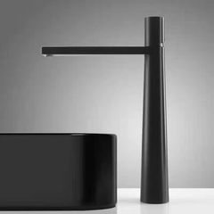 Full copper minimalist black white cold and hot water faucet bathroom sink pedestal sink face basin elevated bathroom faucet