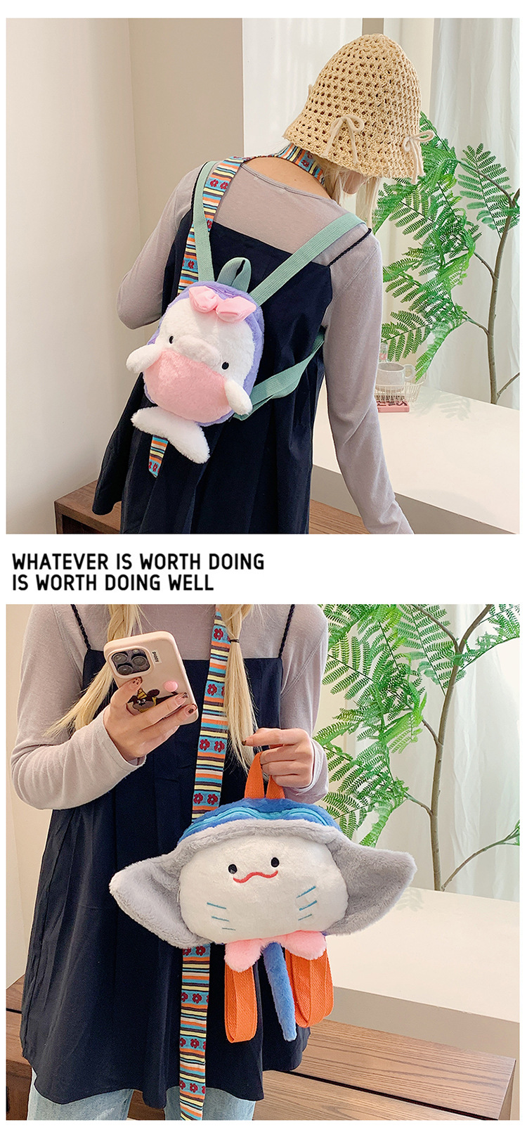 Cartoon plush toy backpack, new autumn and winter style, cute and girlish girl backpack, fashionable storage small backpack wholesale undefined