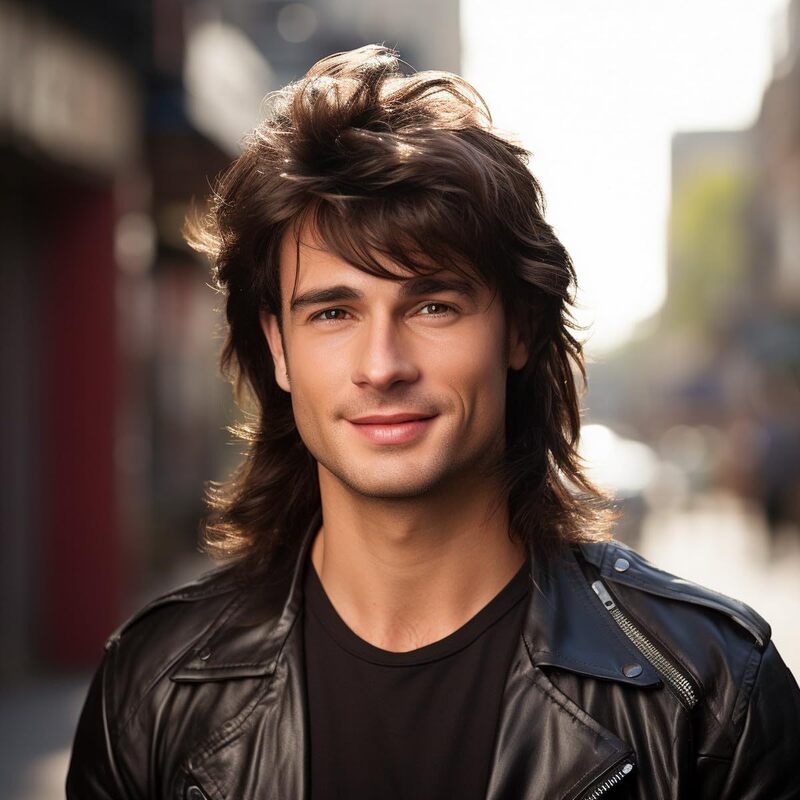 European and American Mullet Wig Men's Wig 80S Rock Shawl Curly Hair Holiday Party Play Chemical Fiber Headgear European and American Mullet Wig Men's Wig 80S Rock Shawl Curly Hair Holiday Party Play Chemical Fiber Headgear