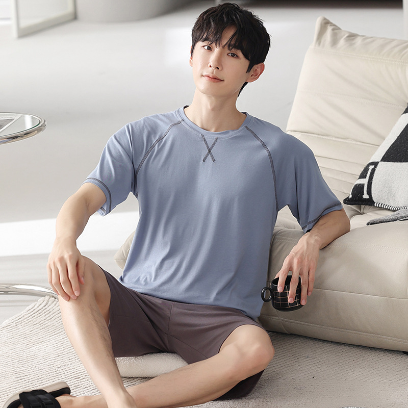 [Thin Cool feeling] verano hombres más tamaño homewear manga corta pantalones cortos pijamas traje modal de los hombres se puede usar fuera