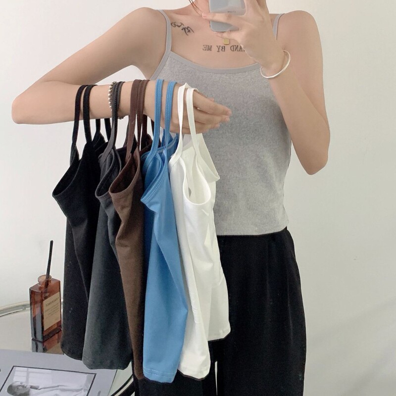 Simple Solid Color Camisole for Women, Summer Base Layer, Sleeveless Outerwear, Black and White Camisole, Cotton Inner Top for Women