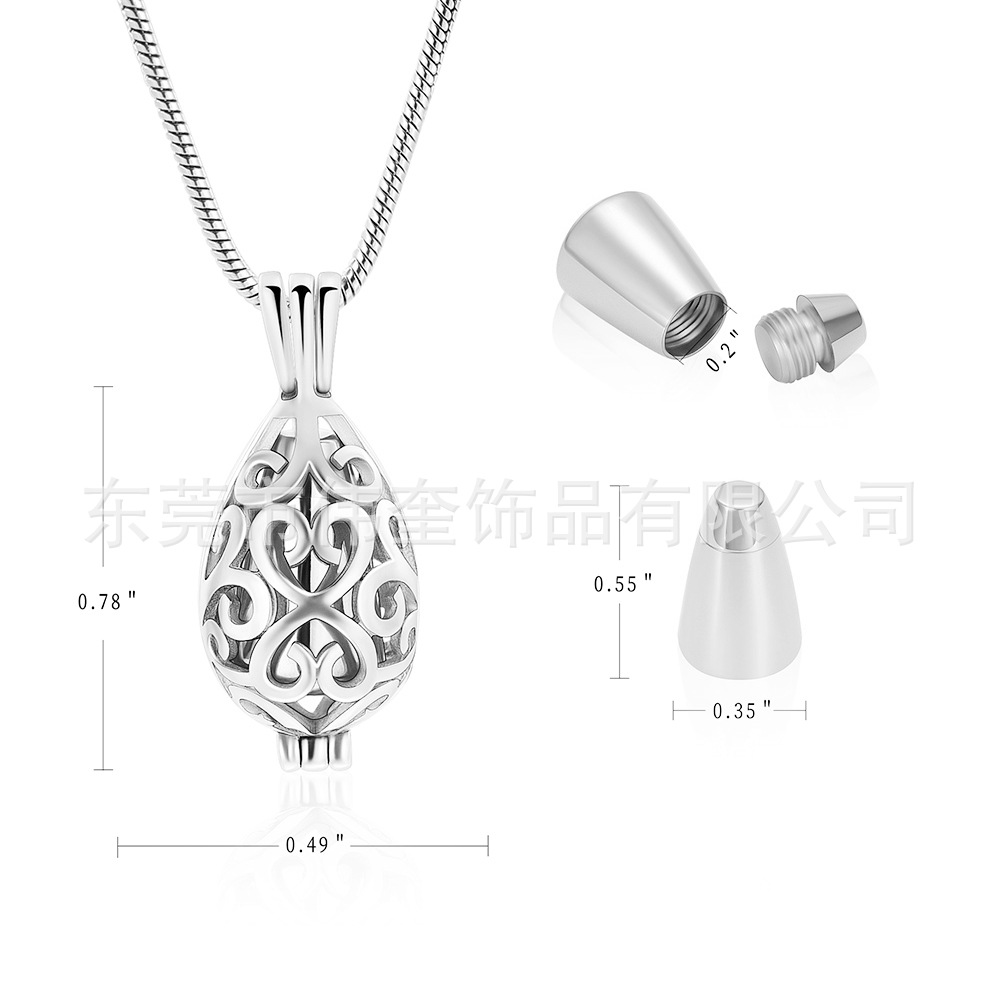 Comercio exterior de la joyería al por mayor de Europa y América de Loto puede abrir mascota cinerario ataúd de acero de titanio colgante collar conmemorativo en stock al por mayor