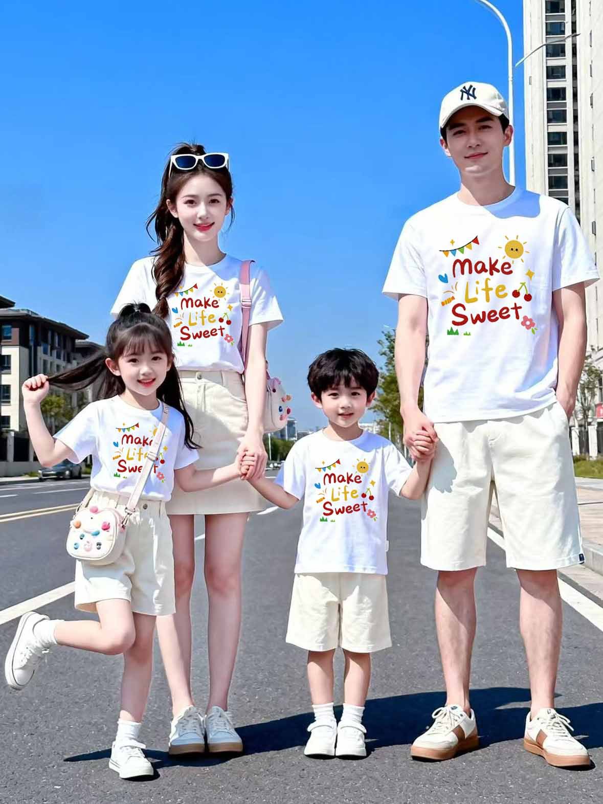 Hot-Selling Popular Items in Stock: Family Matching Outfits for Mother and Daughter, Mother and Son, Family of Three or Four, Short-Sleeve T-Shirts, New Summer Styles, Manufacturer Trendy T-Shirts