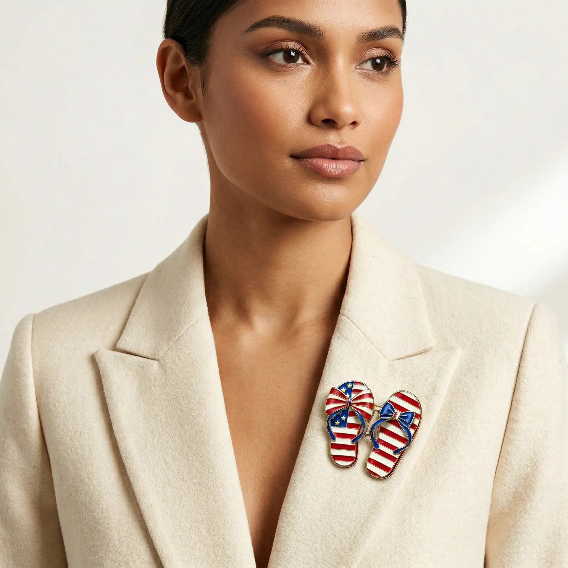 American Flag Flip-Flop Couple Brooches, Independence Day Themed Enamel Pins for Best Friends, Holiday Accessories Wholesale