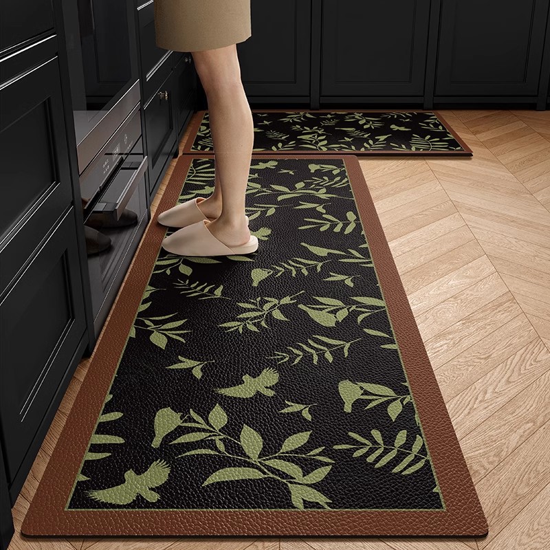 キッチンマット滑り止め防油は、洗濯フリー専用のフロアマット防水汚れに強い家庭用皮革pvcカーペットを拭くことができる