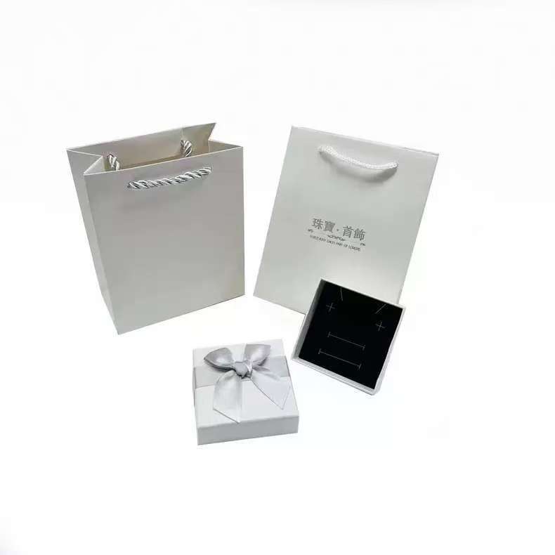 Caja de joyería de arco caja de regalo de rosas borrado tela de plata certificado bolso collar pulsera anillo (un solo disparo no envía)