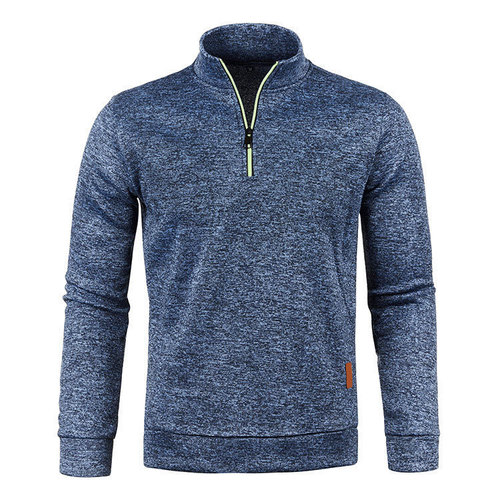 Autumn/Winter Men's Collar Zip Knit Sweater Thin Fleece Version Trendy Top Sweater Outerwear Plus Size Men's Sweatshirt