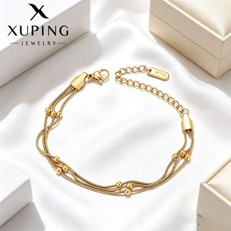 Pulsera de Cadena de Serpiente de Tres Capas de Acero Inoxidable para Mujer image 1