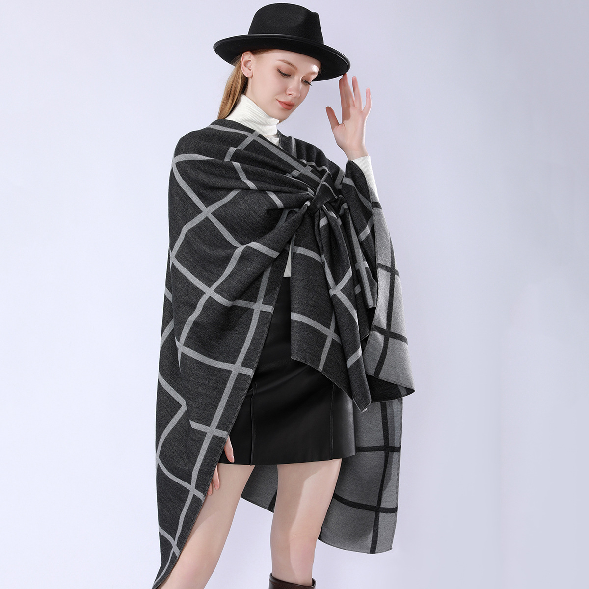Transfronterizos de moda con barra de rejilla de doble uso simple capas de viaje con capas de invierno calientes