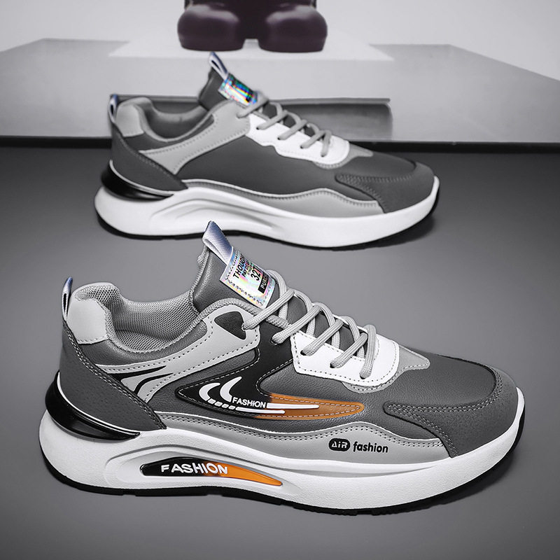 Giày thể thao nam da PU chống nước kiểu sneaker đế mềm chống trơn trượt — D291 màu trắng, D291 màu xám, D291 màu đen