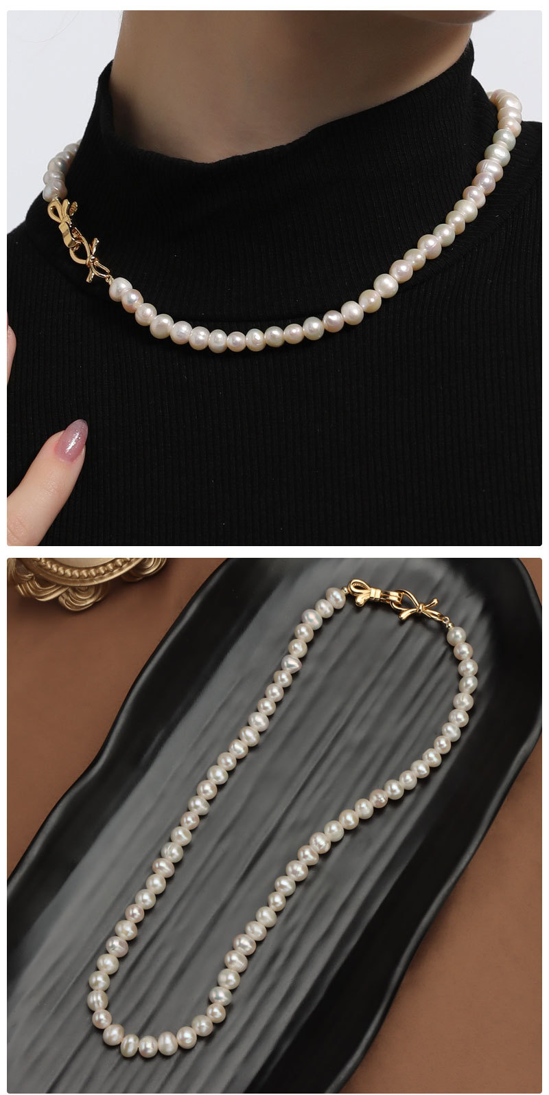 Simple Style Round Pearl Beaded Necklace 1 Piece display picture 1