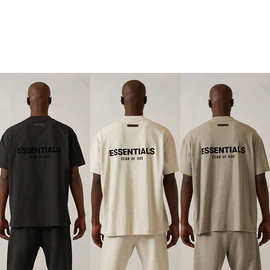 2022SS 短袖T恤 黑植绒ESSENTIALS潮牌汗衫汗布T-Shirt跨境宽松型