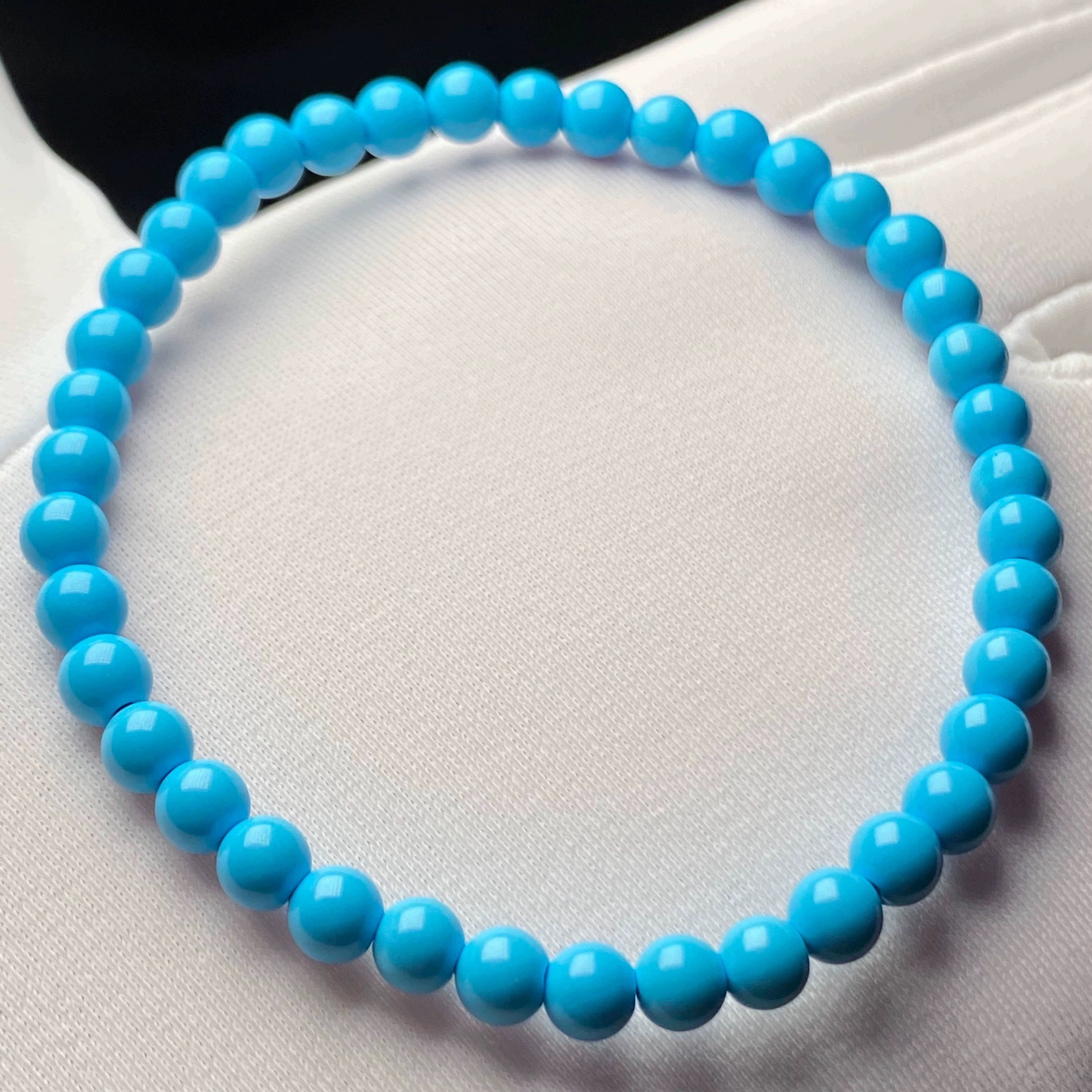 Turquoise natural ore, round beads, bead bracelet, 4mm, 58 gram