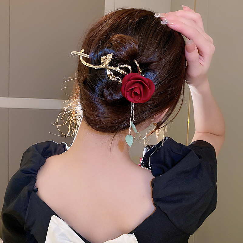 Fashion Rose Metal Plating Hair Clip 1 Piece2
