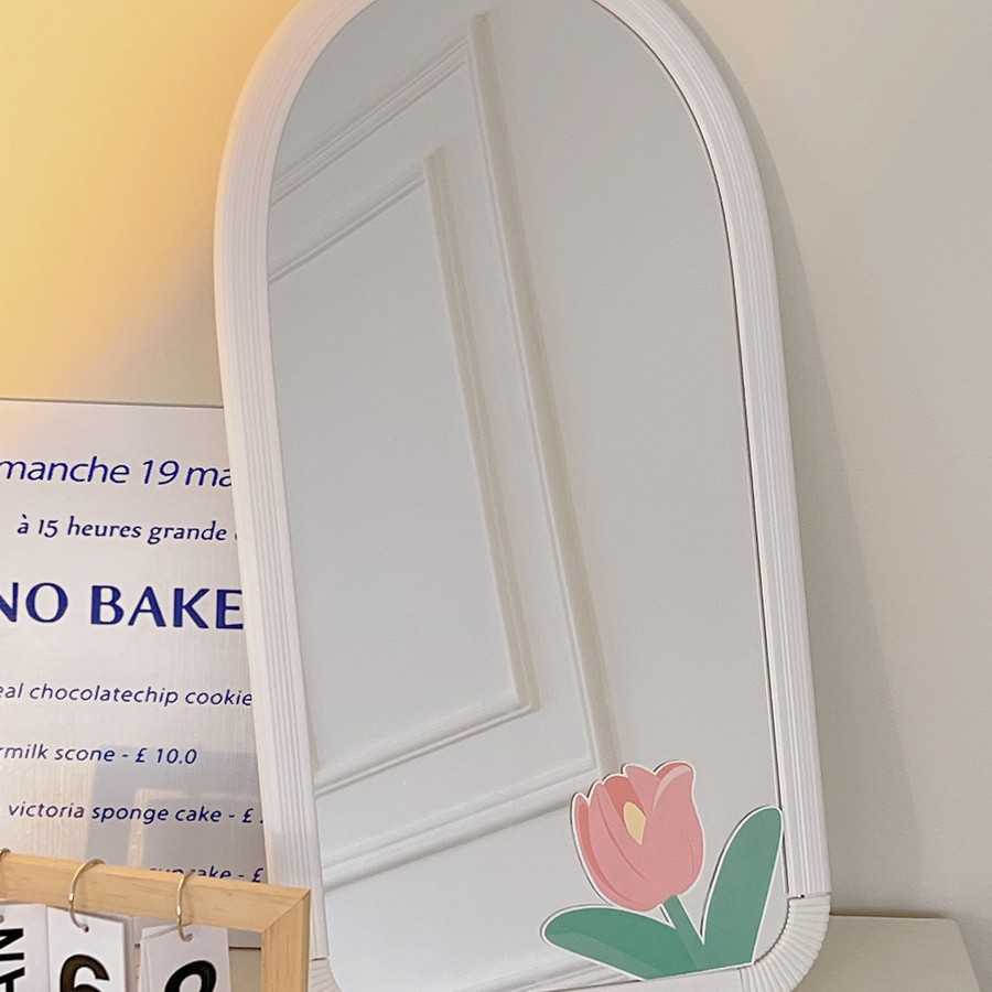 Espejo rosa, espejo de piso, espejo de vestir, espejo de dormitorio, espejo de maquillaje, dormitorio de estudiantes, pared colgada