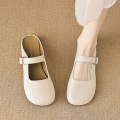 威威女郎 520-2包頭拖鞋女外穿夏季復古懶人一腳蹬平底半拖鞋大碼