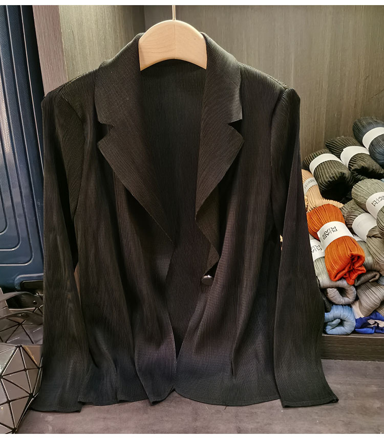 Áo blazer nữ một nút xếp ly tay dài cao cấp mùa xuân hè — Màu tím, Màu đỏ hoa hồng, Màu hồng, Màu xanh lá chi tiết 26