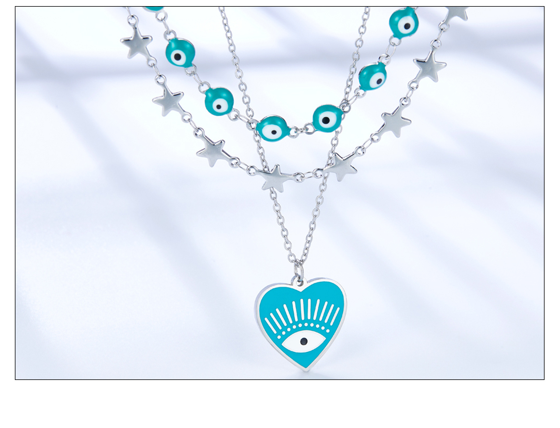 Fashion Devilu0027S Eye Heart Shape Stainless Steel Plating Layered Necklaces 1 Piece