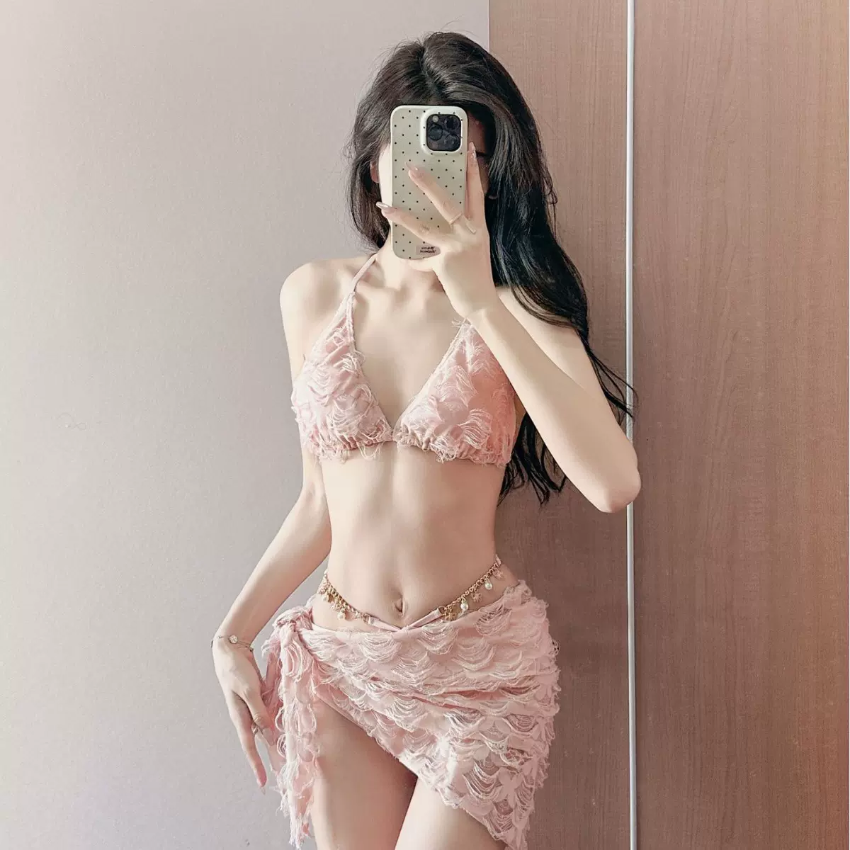新款跨境泳衣女性感分体三件套bikini比基尼辣妹纯欲海边度假温泉