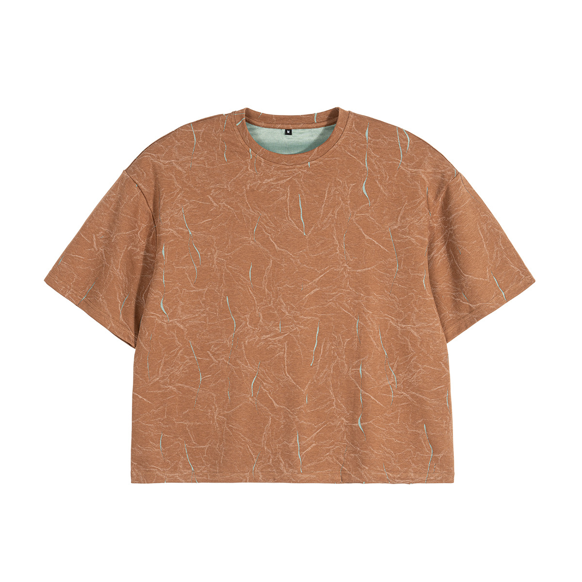 ETAI Hombre| Alta sensación de dos colores estampado relámpago corto ancho marca de alta calidad batítico camiseta de manga corta Boxy hombre