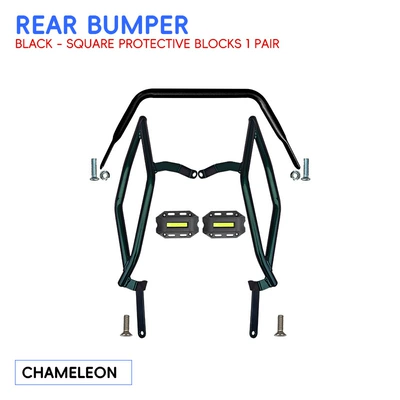 bars, front and rear exhaust | Motorcycle bumper - chameleonenhanced-rear-bumper-black-protective-block