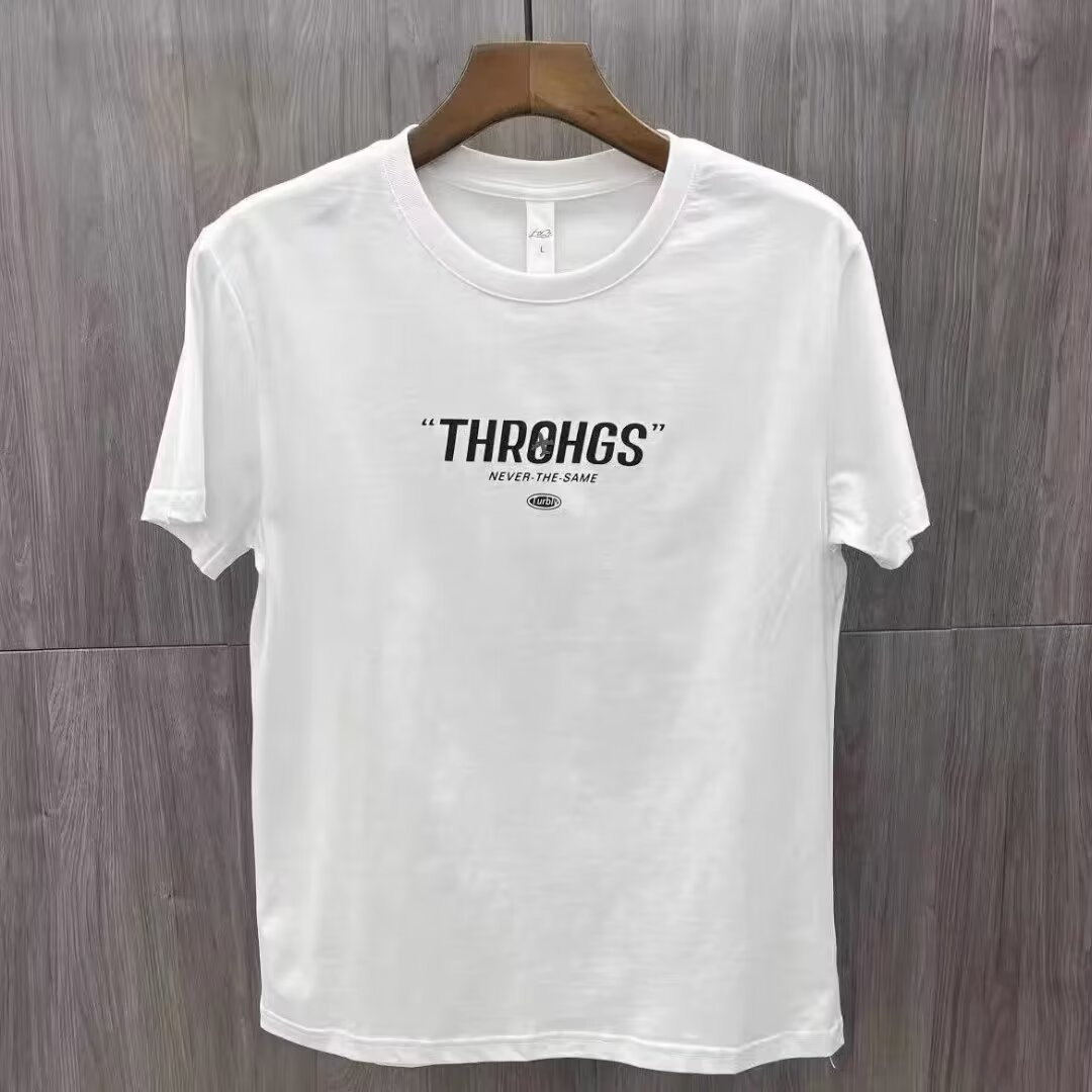 T-shirt à manches courtes pour hommes, nouvelle collection été 2024, coupe ajustée, col rond, lettre imprimée, tendance, décontracté, doublure courte_voghion.com