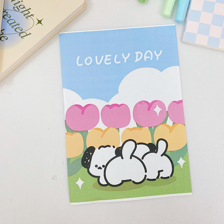 Flor de tinta de dibujos animados lindo jalea perro bolsa de almacenamiento de papel mini bolsa de papel accesorios de decoración