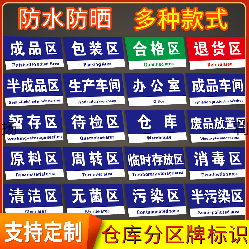 工厂车间仓库货架标识牌挂牌分区牌磁铁标识牌挂粘贴分类