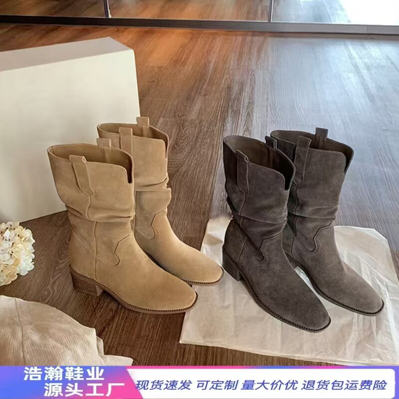 Grape Ma New Style Women's Short Boots with Hidden Heels, Autumn/Winter 2026 New Retro Martin Boots, Western Cowboy Boots, Slouch Boots