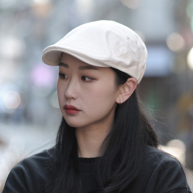 简约四季款百搭鸭舌帽子男英伦风文艺贝雷帽女复古百搭纯棉前进帽|undefined