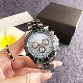 厂家批发手表男不锈钢带手表潮流时尚三眼石英手表圆形男士手表