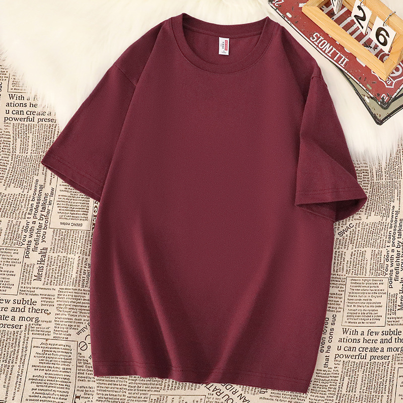 味わいのある紫! 400g重ポンド純綿香芋紫半袖tシャツブドウ紫純色アイリス紫上着