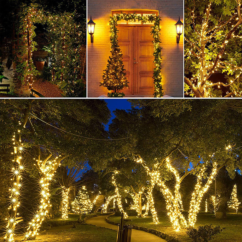 Amazon al aire libre LED luz solar cadena estrellado Cadena de luz 8 funciones vacaciones luces decorativas jardín luces de colores Patio