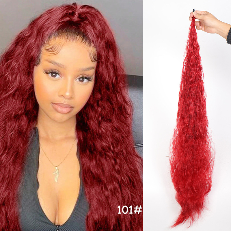 Unisex around wig ponytail chemical fiber fluffy magic wand ponytail corn silk extended version_voghion.com