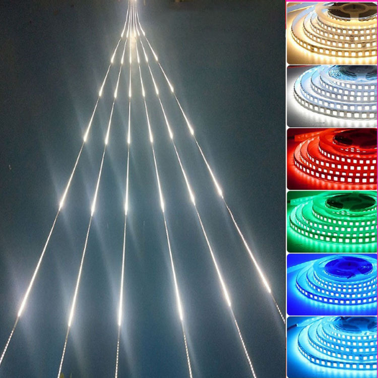 2835 tira de luz de agua corriente 24V luz monocromática de bajo voltaje persiguiendo caballo boda lluvia de meteoros línea autoadhesiva tira de luz
