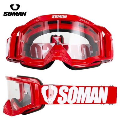 Dəbilqə (Kaska) aksesuarları Helmet Goggles, Outdoor - red-frame-transparent-film
