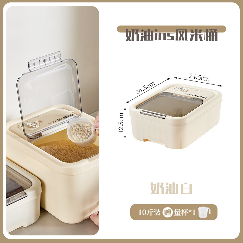 Cubo de arroz, hogar, a prueba de insectos, a prueba de humedad, sellado, prensa giratoria, cilindro de arroz, cubo de fideos, arroz de grano de grado alimenticio