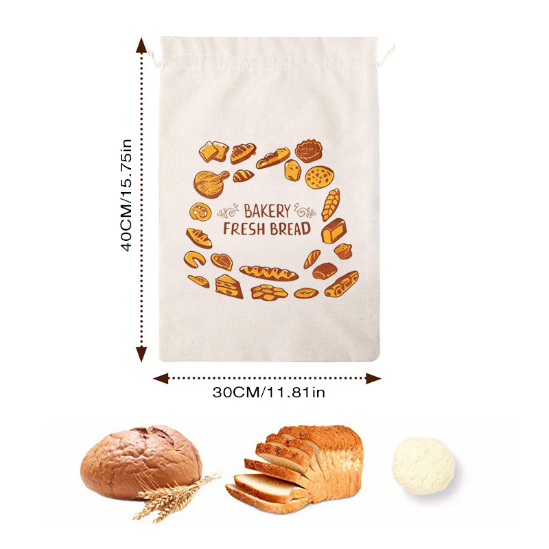 Bolsas de pan de algodón transfronterizas personalizadas reutilizables baguette paquete de cuerda de extracción bolsillo de paquete
