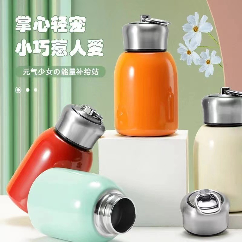 factory hair 304 stainless steel small thermos cup little chubby cute water glass portable mini student big belly vacuum cup