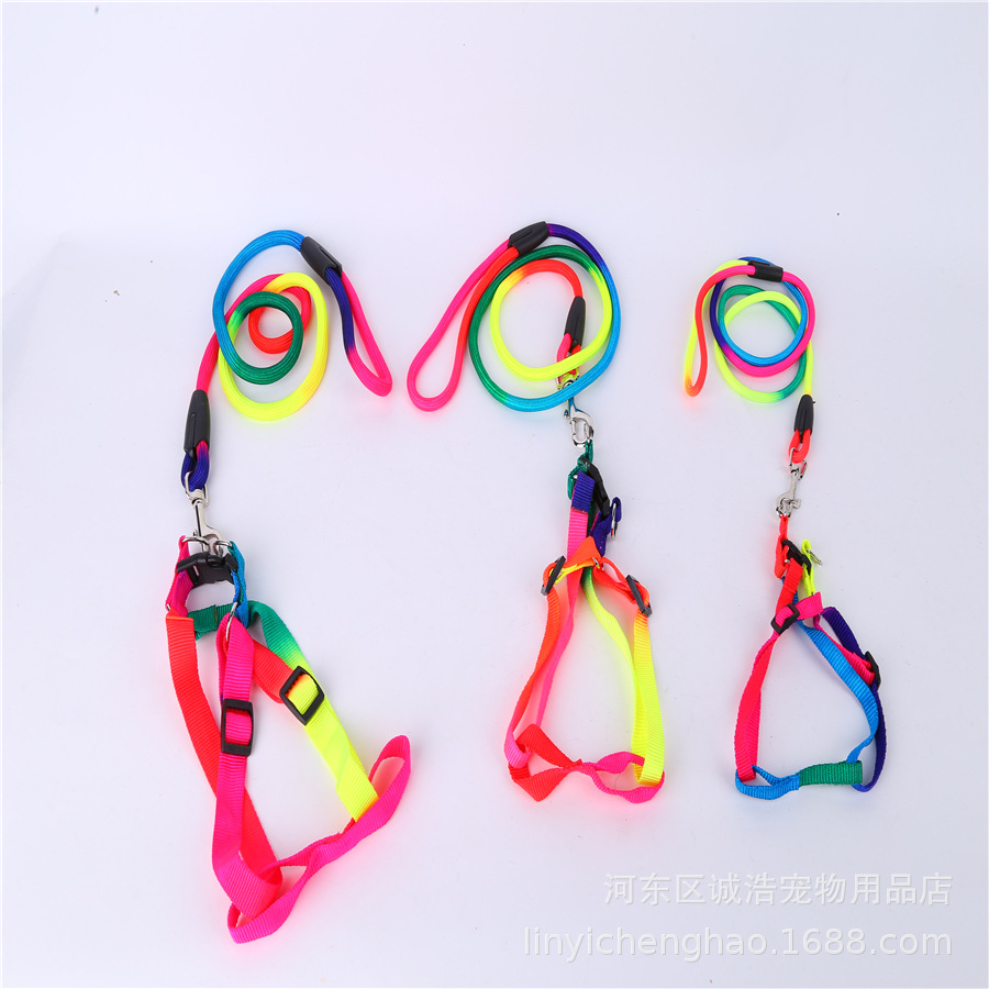 Spot direct selling dog rope pet colorful leash dog chain small and medium pet leash pet chest strap