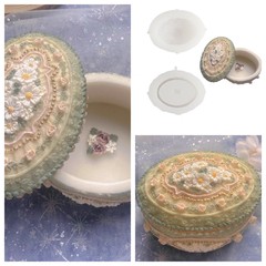 億興新款雛菊花朵收納盒硅膠模具復古款塗色香薰石膏模具首飾盒