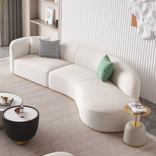 轻奢布艺沙发意式设计师风格异形简约弧形客厅组合高端羊羔绒沙发