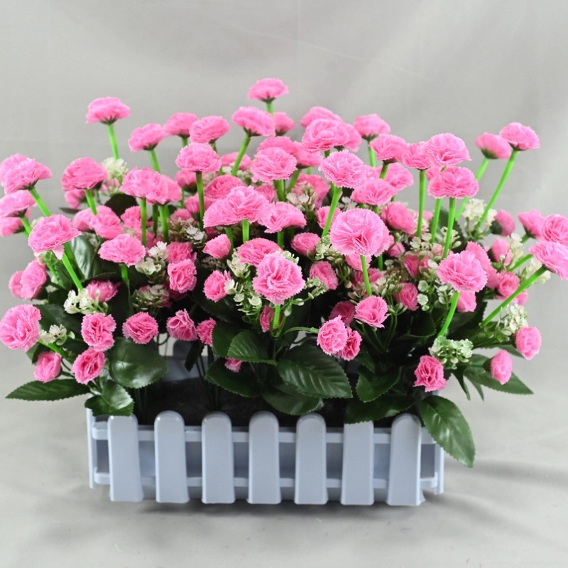 Pantalla de simulación de clavel bonsai flor de seda conjunto de flores falsas sala de estar decoración del hogar flores falsas