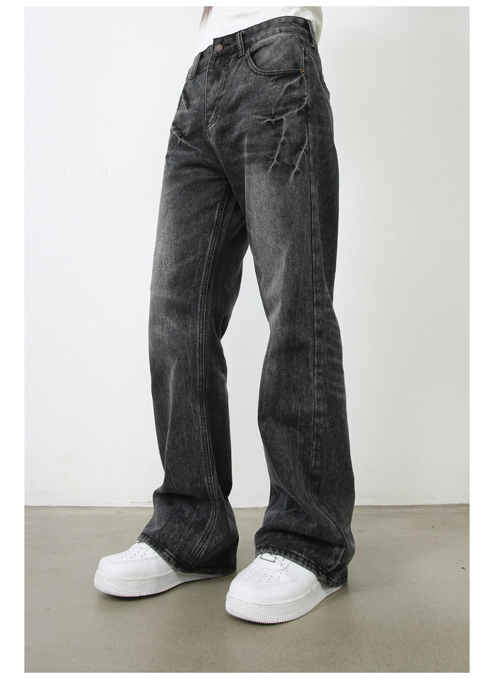 Quần jean nam ống suông hơi rộng, họa tiết sét, dáng cleanfit tôn dáng — Xanh lam nhạt, Đen xám chi tiết 10