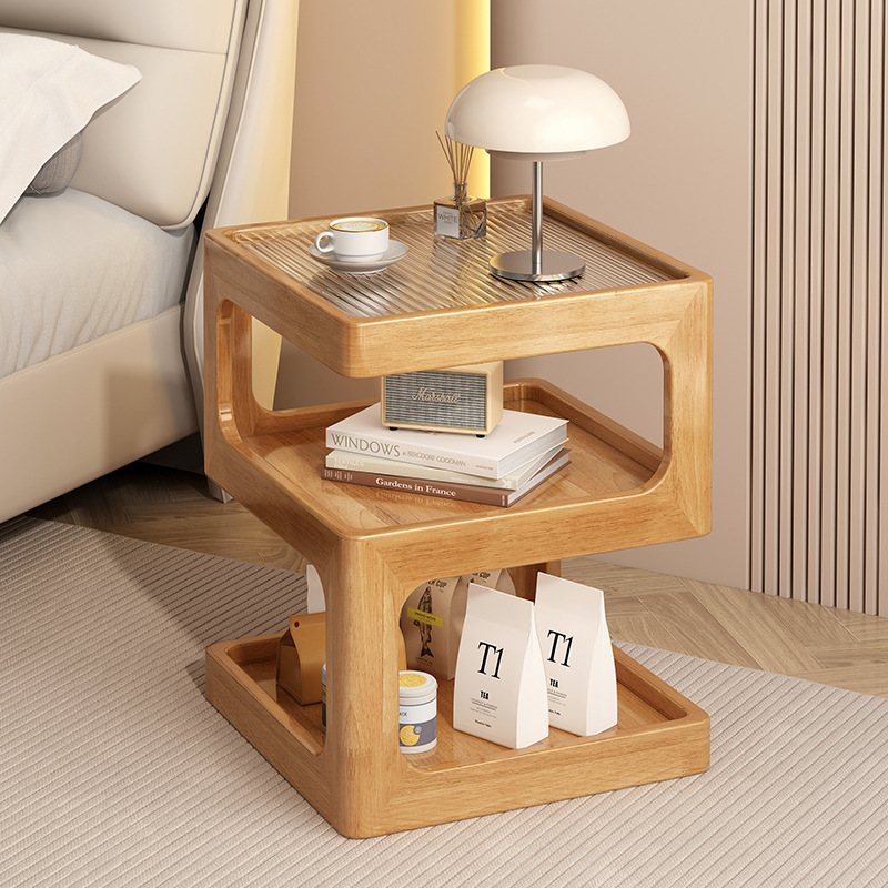 Mesa de cabecera simple moderna casa dormitorio pequeño armario de madera maciza creativo red cabecera estante al por mayor
