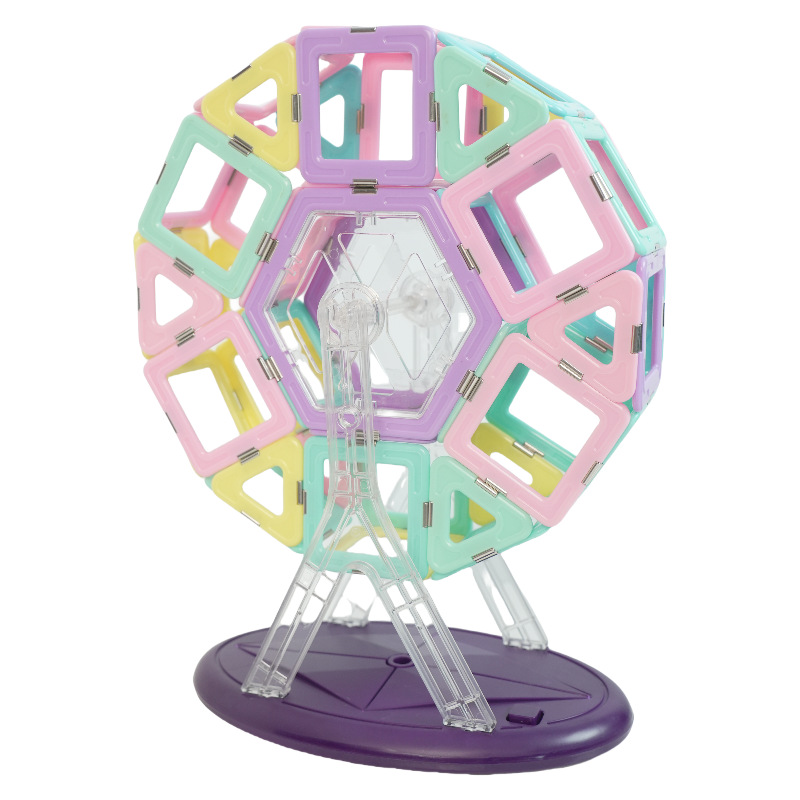 Música transfronteriza luminosa 6.5cm hoja magnética de transmisión de luz bloque magnético ensamblado de plástico soporte de rueda gigante infantil